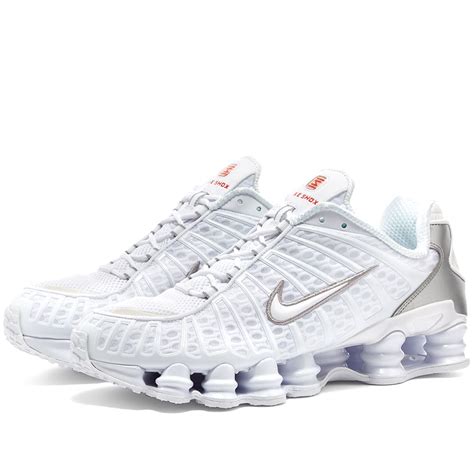 nike shox white silver orange.